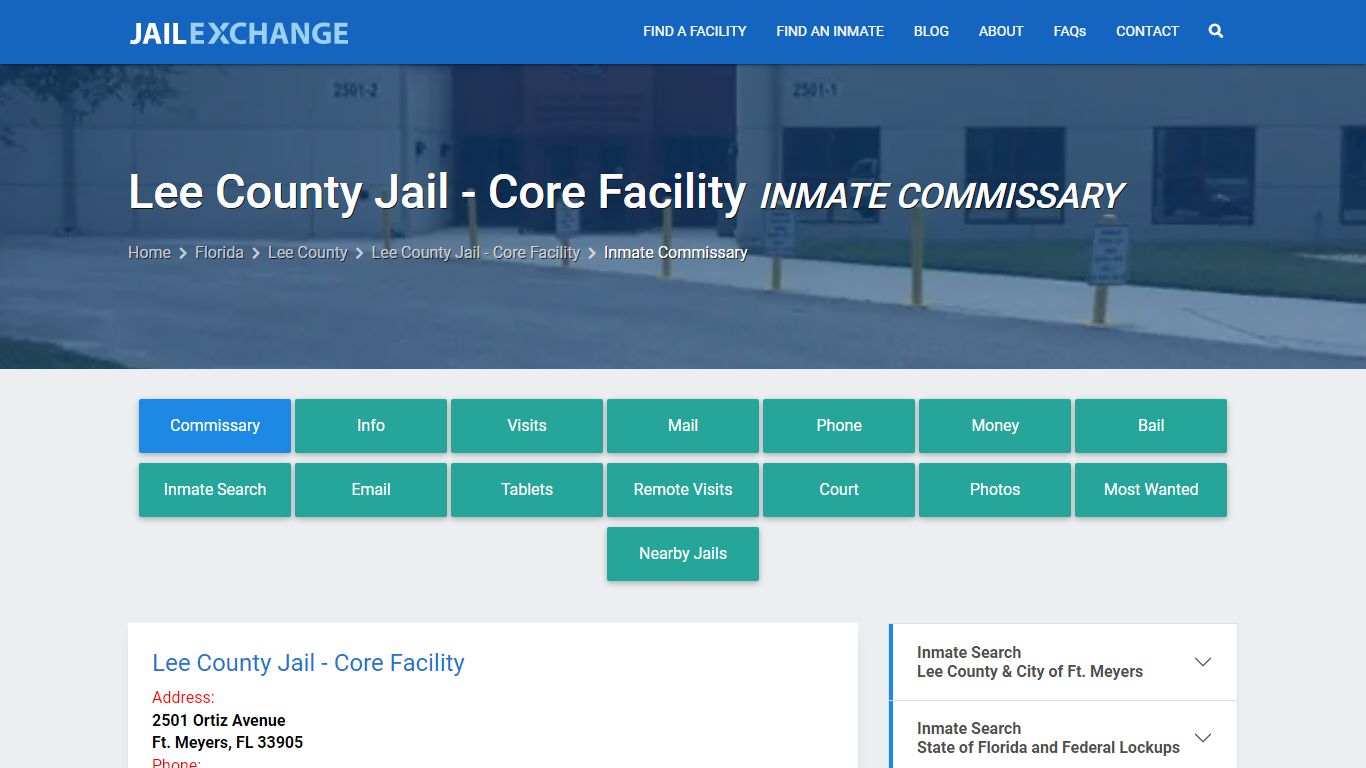 Inmate Commissary, Care Packs - Lee County Jail - Core Facility, FL